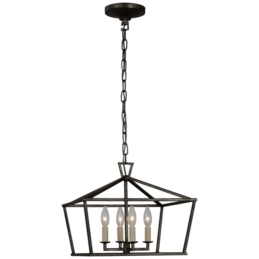 Visual Comfort & Co. Darlana Small Wide Semi-Flush Mount Lantern Pendants Visual Comfort & Co. Aged Iron  