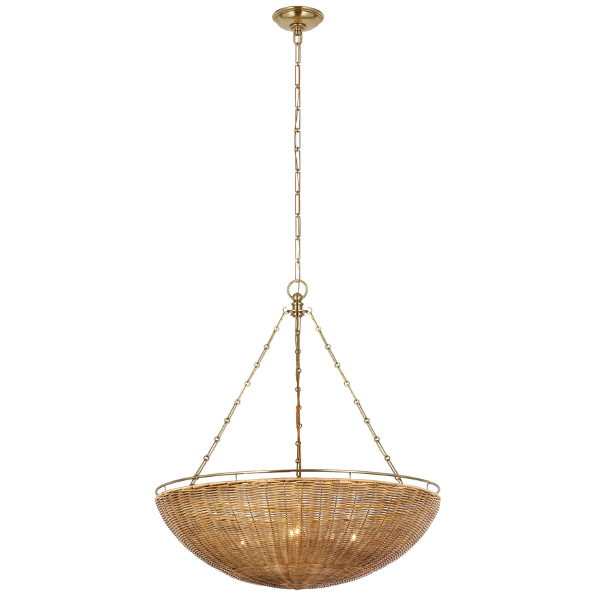 Visual Comfort & Co. Clovis Medium Chandelier Chandeliers Visual Comfort & Co. Antique-Burnished Brass and Natural Wicker  