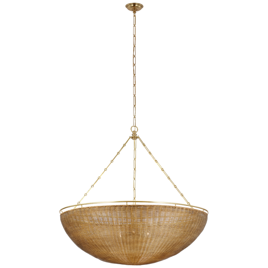 Visual Comfort & Co. Clovis Grande Chandelier Chandeliers Visual Comfort & Co. Antique-Burnished Brass and Natural Wicker  