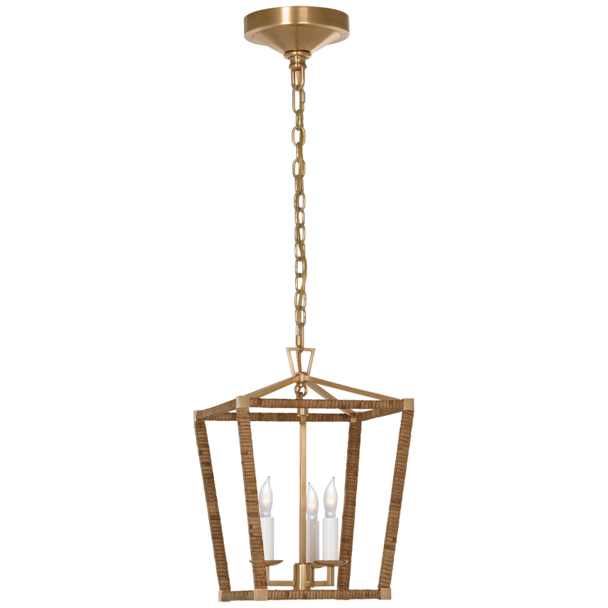 Visual Comfort & Co. Darlana Mini Wrapped Lantern Pendants Visual Comfort & Co. Antique-Burnished Brass and Natural Rattan  