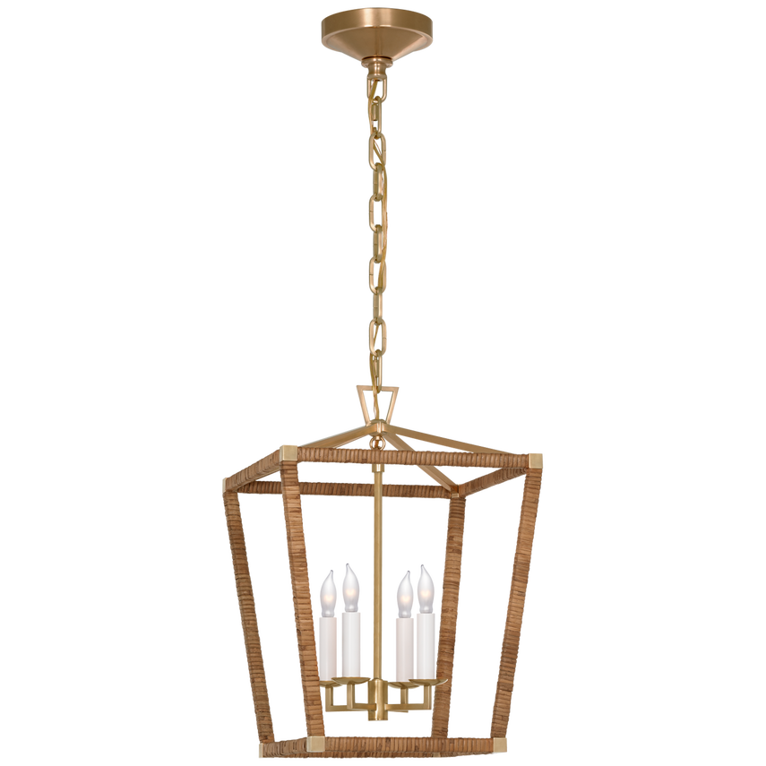 Visual Comfort & Co. Darlana Small Wrapped Lantern Pendants Visual Comfort & Co. Antique-Burnished Brass and Natural Rattan  