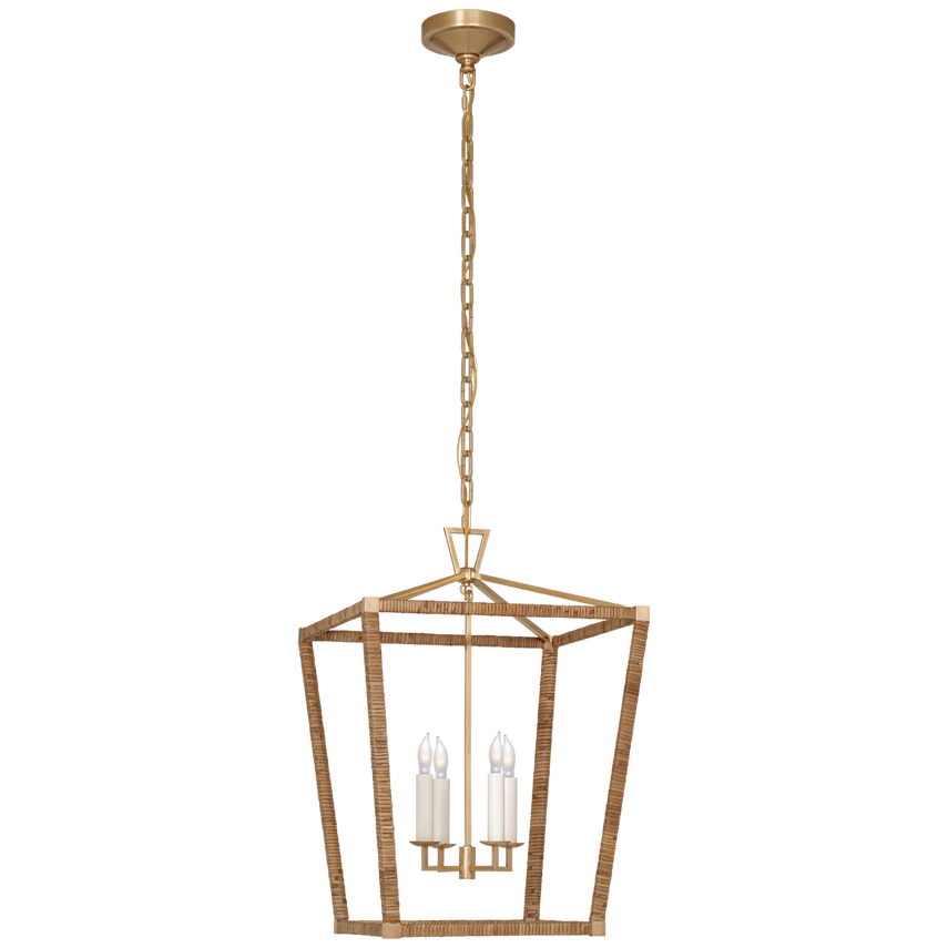 Visual Comfort & Co. Darlana Medium Wrapped Lantern Pendants Visual Comfort & Co. Antique-Burnished Brass and Natural Rattan  