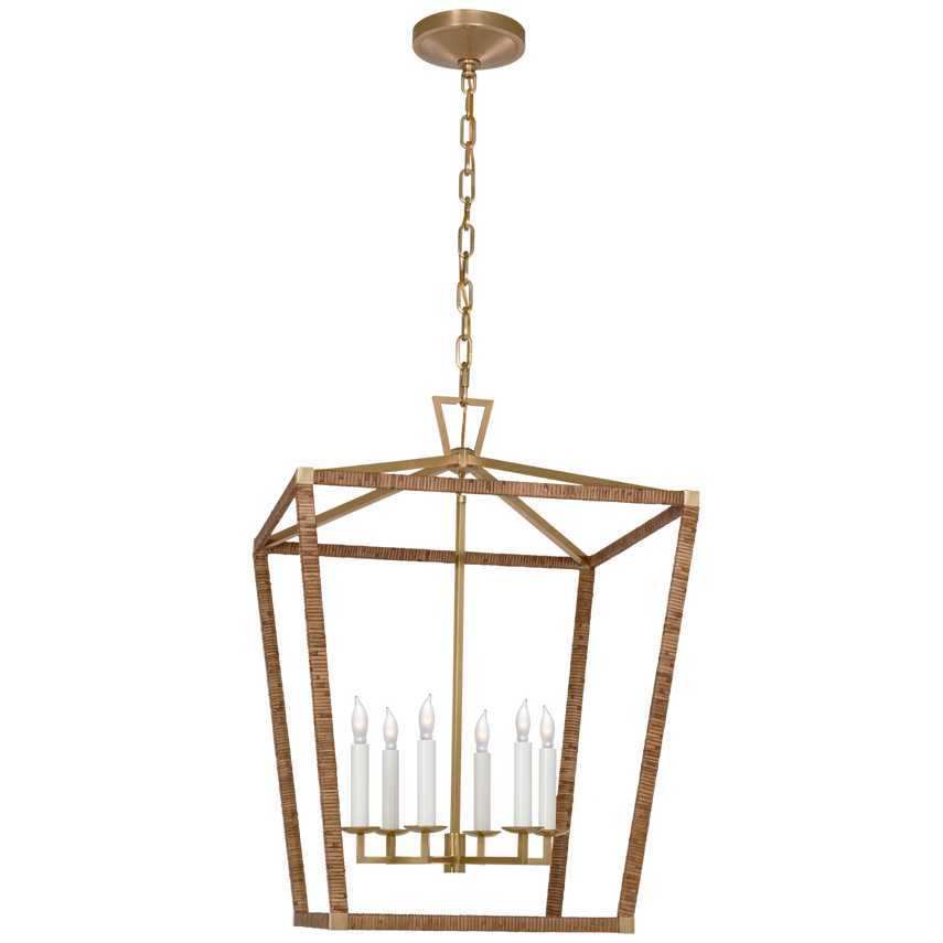 Visual Comfort & Co. Darlana Large Wrapped Lantern Pendants Visual Comfort & Co. Antique-Burnished Brass and Natural Rattan  