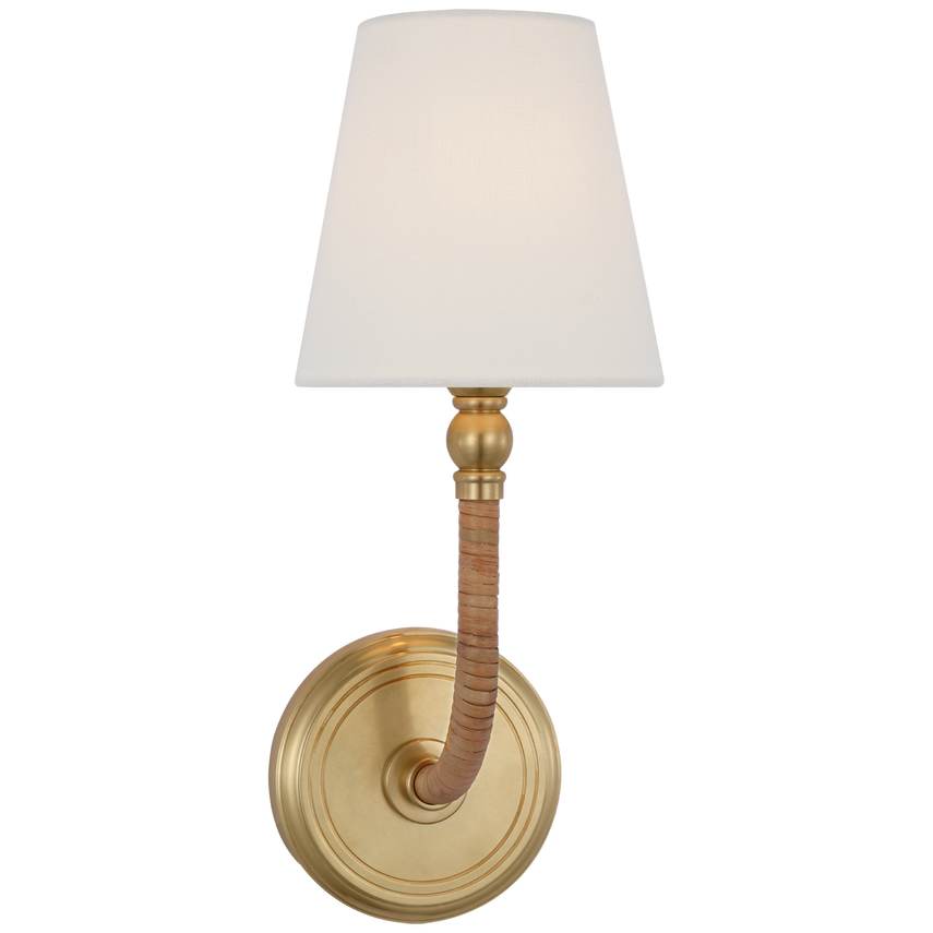 Visual Comfort & Co. Basden Medium Sconce Wall Sconces Visual Comfort & Co. Antique-Burnished Brass and Natural Rattan  