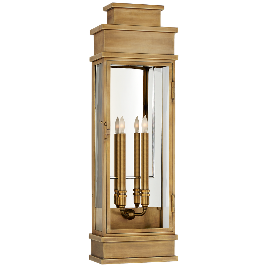 Visual Comfort & Co. Linear Large Wall Lantern Outdoor Flush Mounts Visual Comfort & Co. Antique-Burnished Brass  