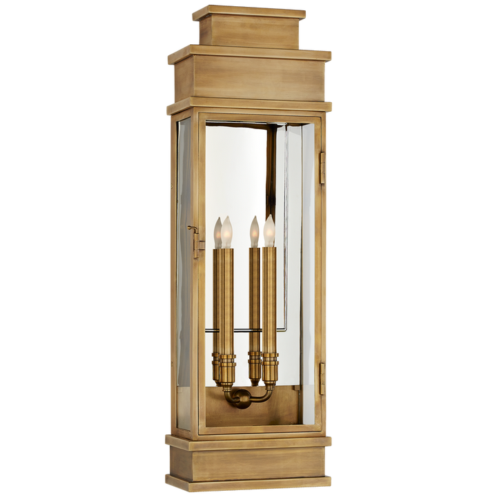 Visual Comfort & Co. Linear Large Wall Lantern Outdoor Flush Mounts Visual Comfort & Co. Antique-Burnished Brass  