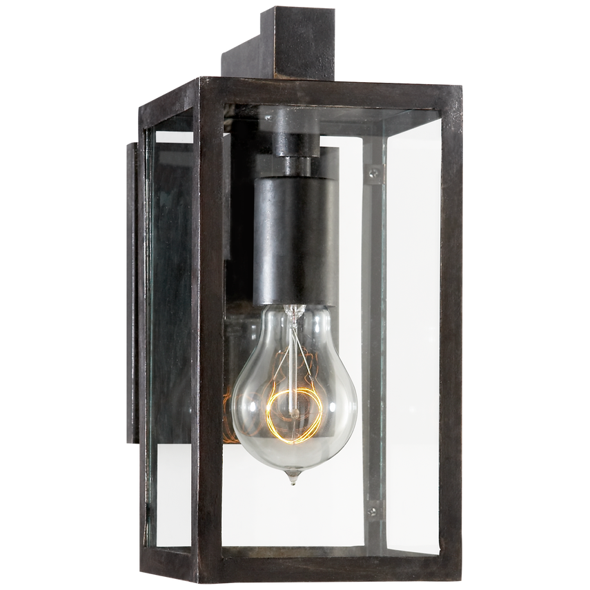 Visual Comfort & Co. Fresno Framed Short Sconce Outdoor Flush Mounts Visual Comfort & Co. Aged Iron  