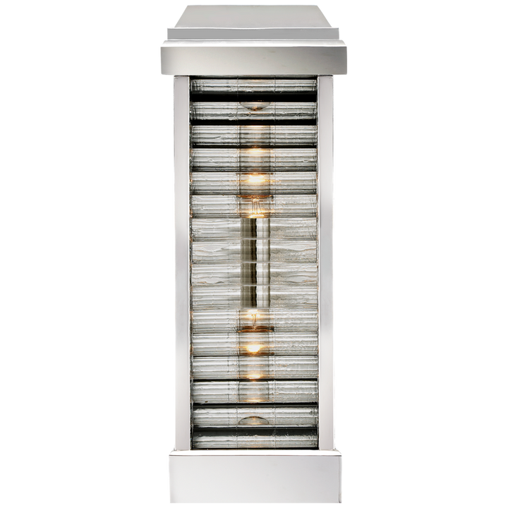 Visual Comfort & Co. Dunmore Curved Glass Louver Sconce Outdoor Flush Mounts Visual Comfort & Co. Polished Nickel  