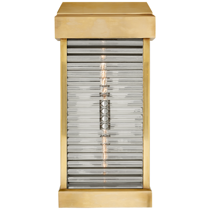 Visual Comfort & Co. Dunmore Large Curved Glass Louver Sconce Outdoor Lighting Visual Comfort & Co. Antique-Burnished Brass  