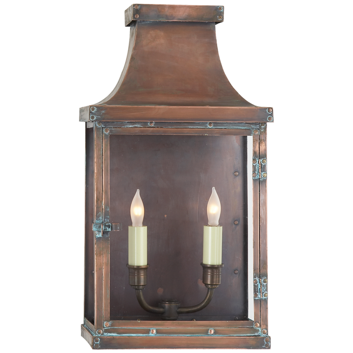 Visual Comfort & Co. Bedford Wide Short 3/4 Lantern Outdoor Flush Mounts Visual Comfort & Co. Natural Copper  