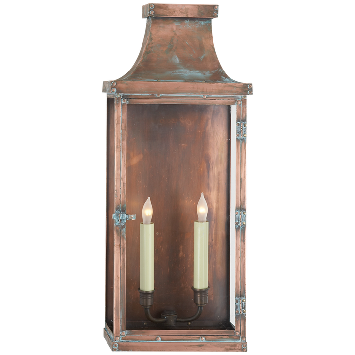 Visual Comfort & Co. Bedford Wide Tall 3/4 Lantern Outdoor Flush Mounts Visual Comfort & Co. Natural Copper  