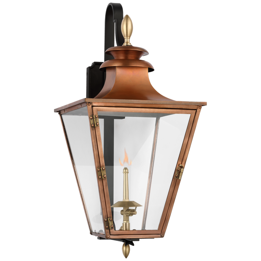 Visual Comfort & Co. Albermarle Small Bracketed Gas Wall Lantern Outdoor Flush Mounts Visual Comfort & Co. Soft Copper and Brass  