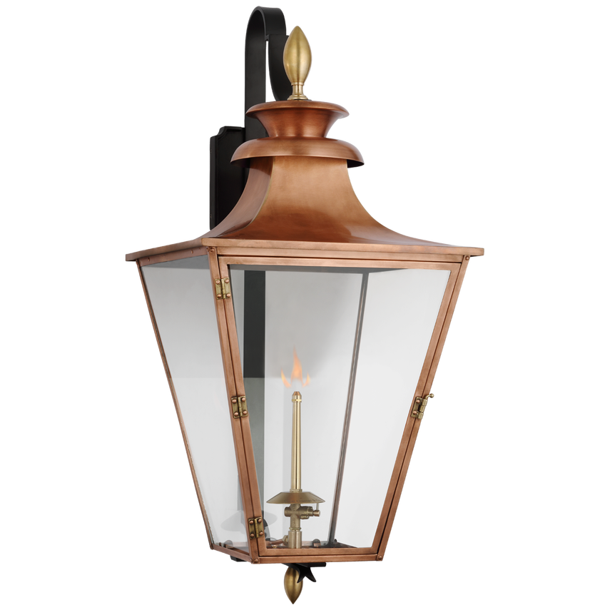 Visual Comfort & Co. Albermarle Medium Bracketed Gas Wall Lantern Outdoor Flush Mounts Visual Comfort & Co. Matte Black and Brass  