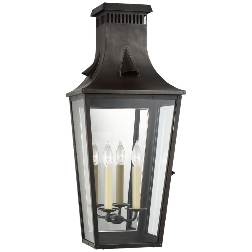 Visual Comfort & Co. Belaire Large 3/4 Wall Lantern Outdoor Flush Mounts Visual Comfort & Co. Blackened Copper  