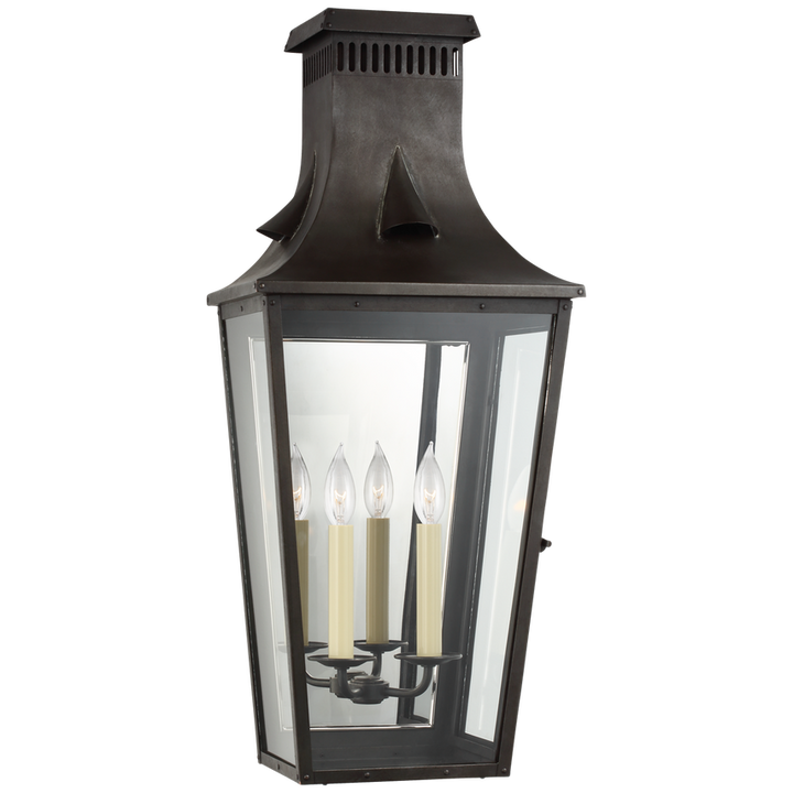 Visual Comfort & Co. Belaire Large 3/4 Wall Lantern Outdoor Flush Mounts Visual Comfort & Co. Blackened Copper  