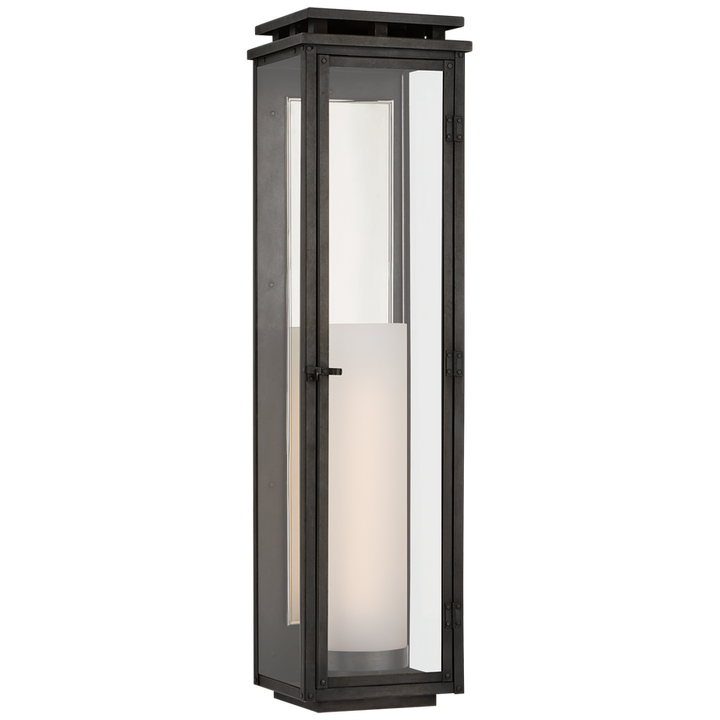 Visual Comfort & Co. Cheshire Tall 3/4 Wall Lantern Outdoor Flush Mounts Visual Comfort & Co. Aged Iron  