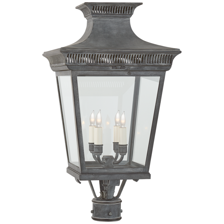 Visual Comfort & Co. Elsinore Medium Post Lantern Outdoor Flush Mounts Visual Comfort & Co. Black  