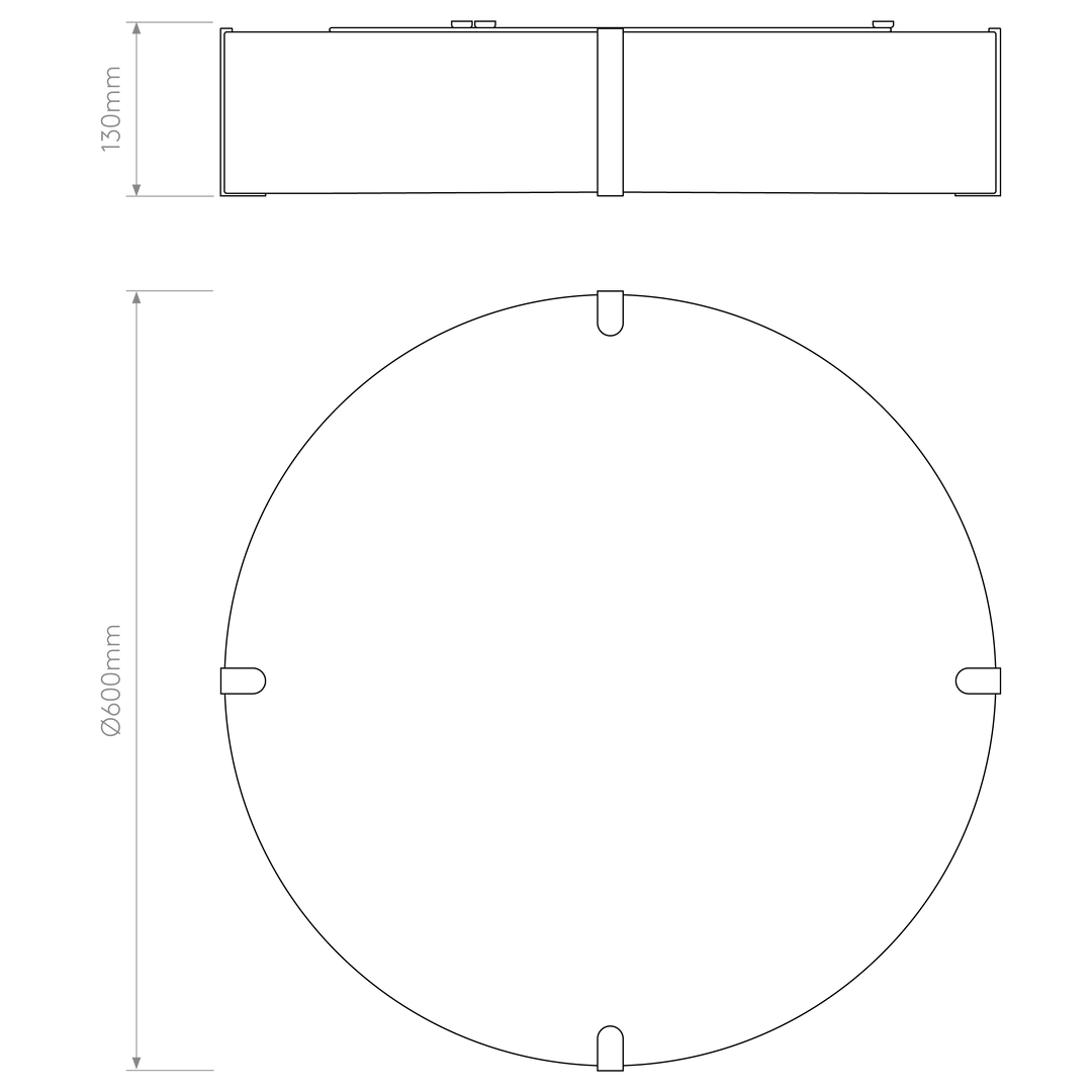 Astro Lighting Elba Round 600 dimension diagram