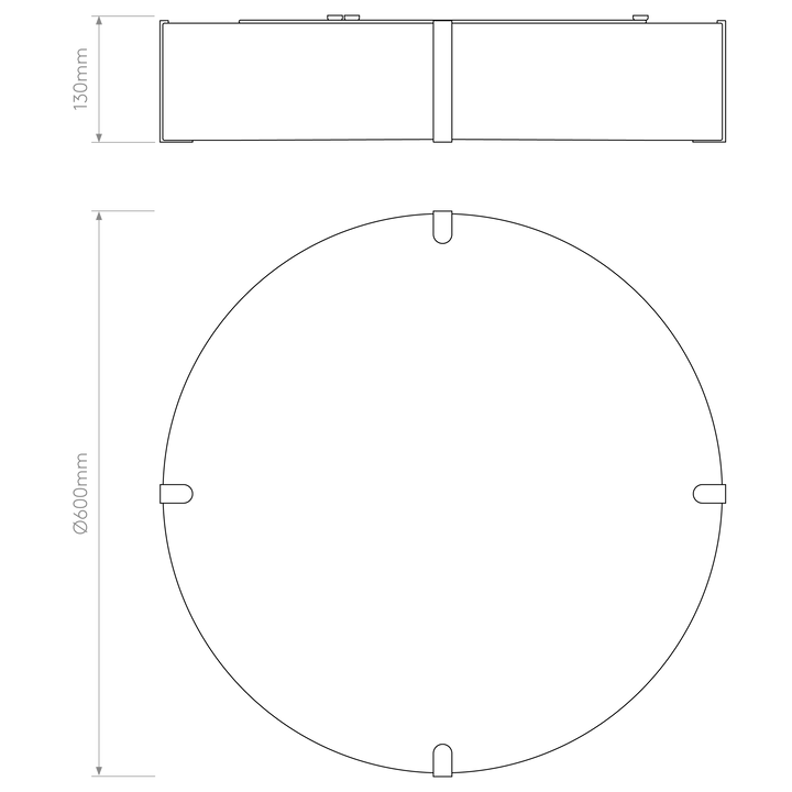 Astro Lighting Elba Round 600 dimension diagram