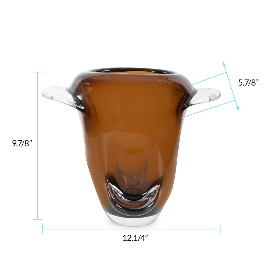 Howard Elliott Smokey Umber Flared Edged Glass Vase