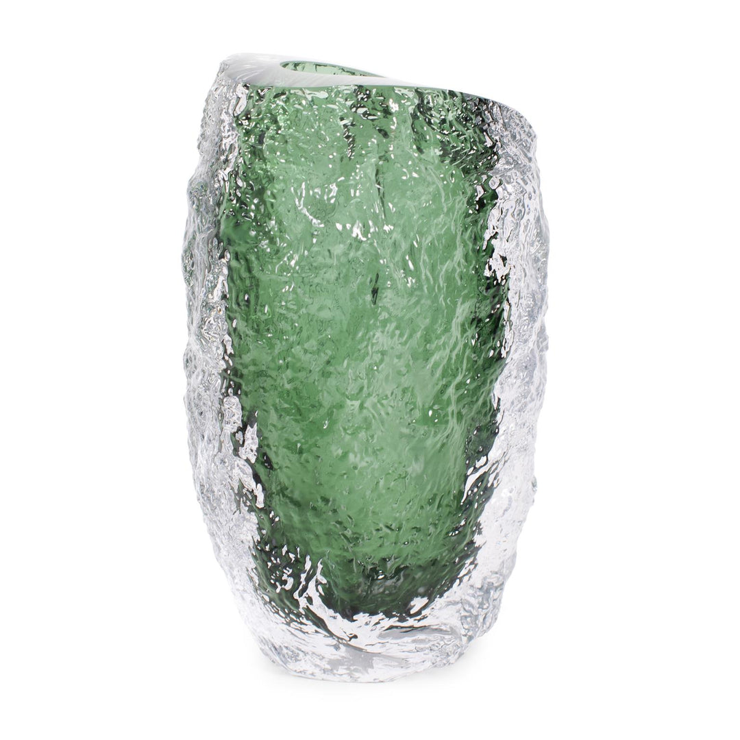 Howard Elliott Emerald Crystalized Glass Vase
