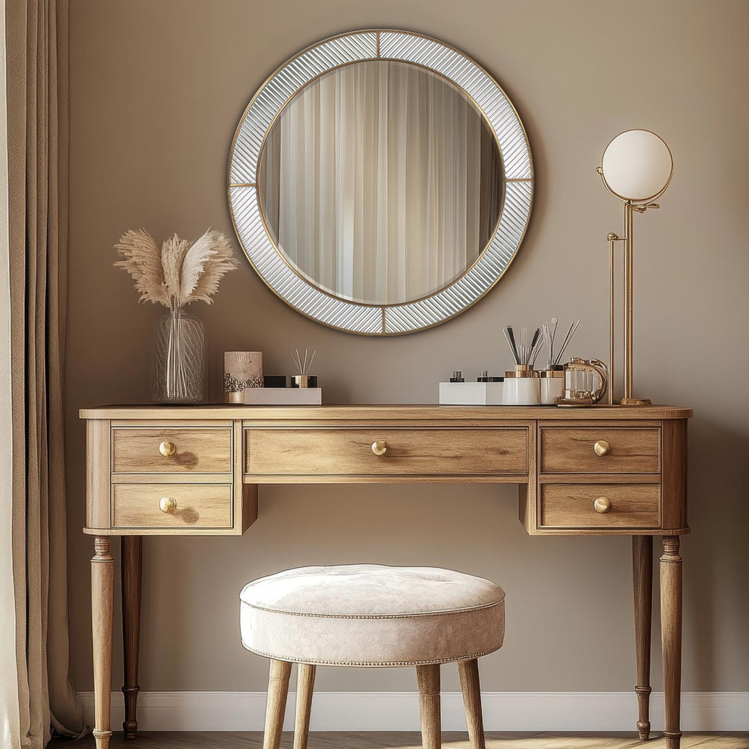 Howard Elliott Frosted Round Wall Mirror
