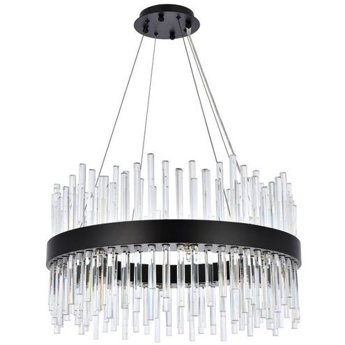 Elegant Lighting Dallas 25" Round Crystal Pendant in Black