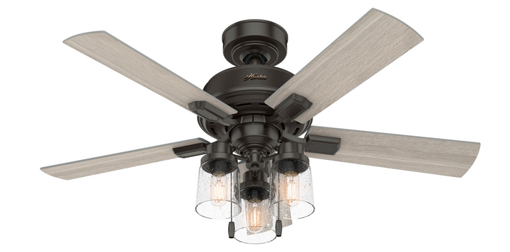 Hunter 44 inch Hartland Ceiling Fan with LED Light Kit and Pull Chain Indoor Ceiling Fans Hunter