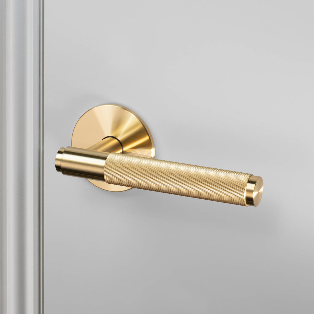 Buster + Punch Door Handle Set Passage Cross Knurl Brass