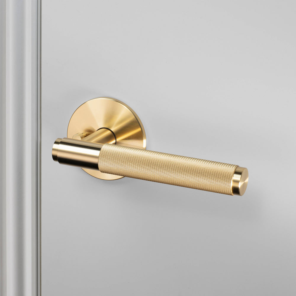 Buster + Punch Door Handle Set Privacy Cross Knurl Brass