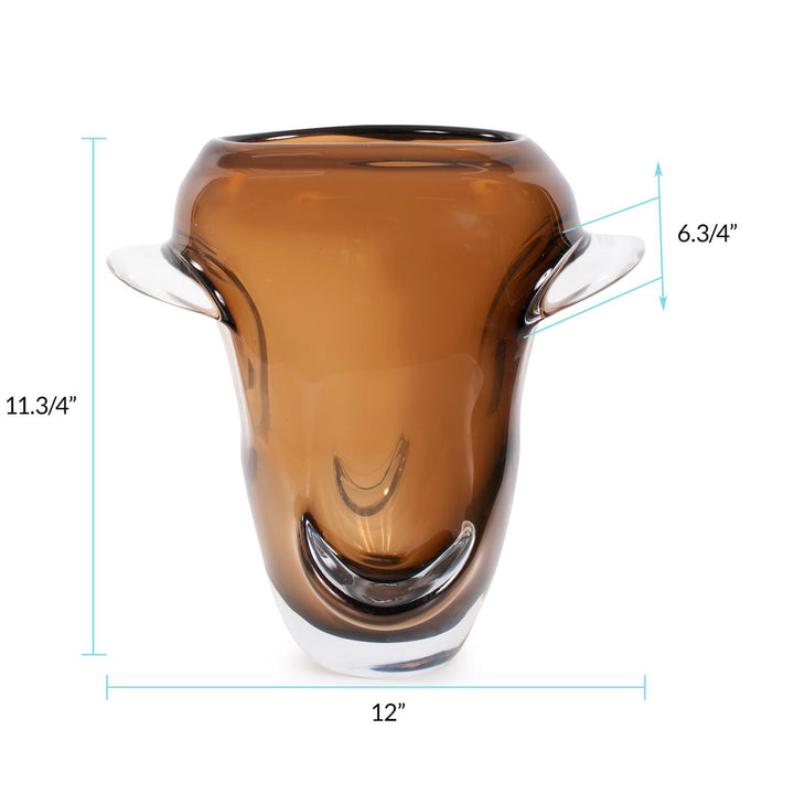 Howard Elliott Smokey Umber Flared Edged Glass Vase