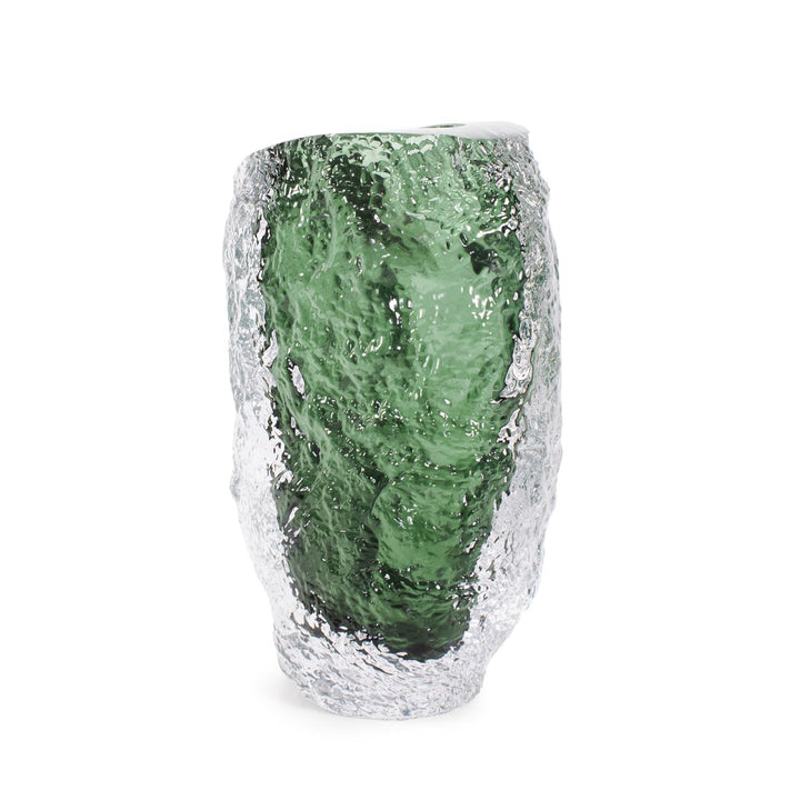 Howard Elliott Emerald Crystalized Glass Vase