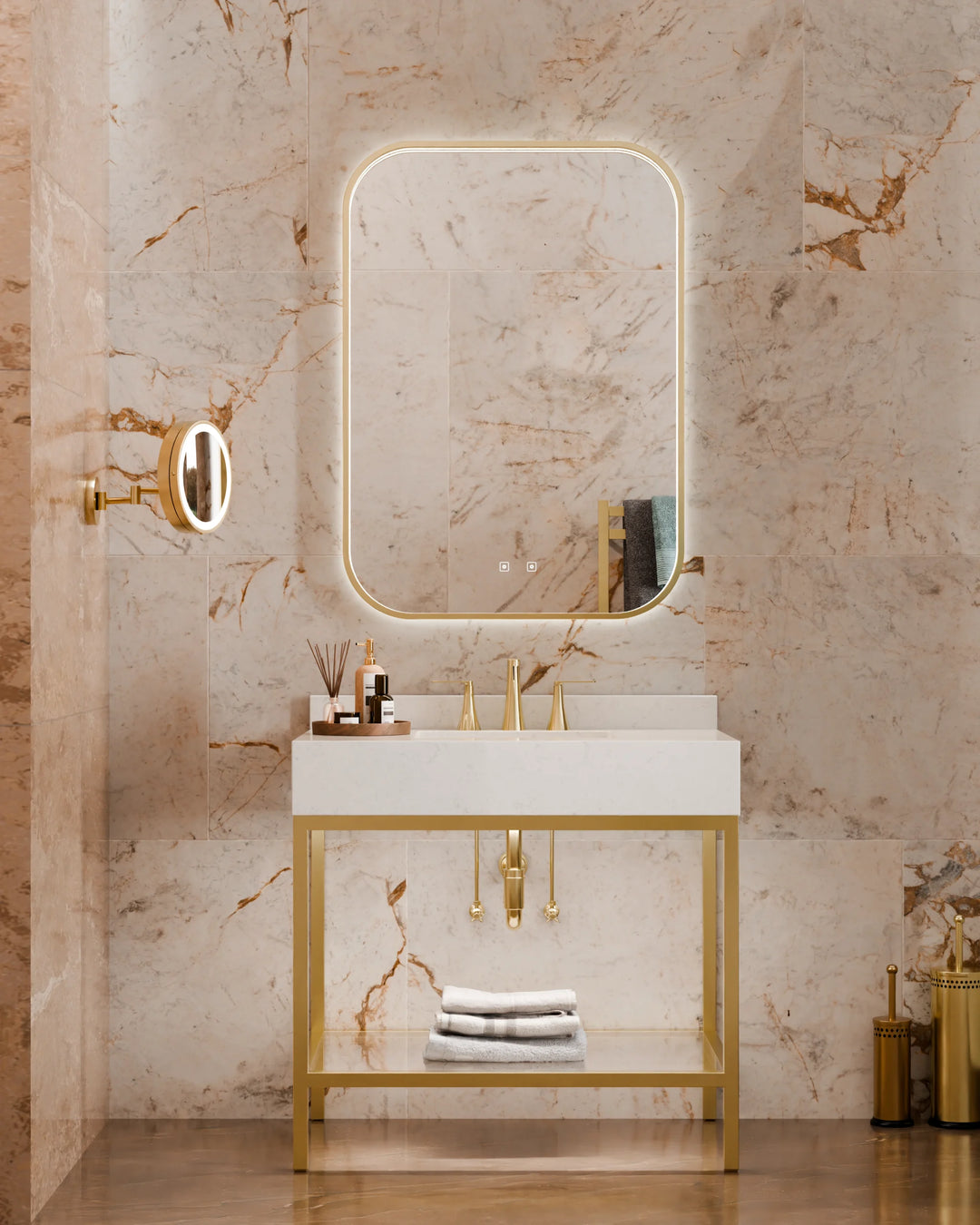 Electric Mirror Eminence frame-lit LED mirror 30 x 42 over Savannah vanity