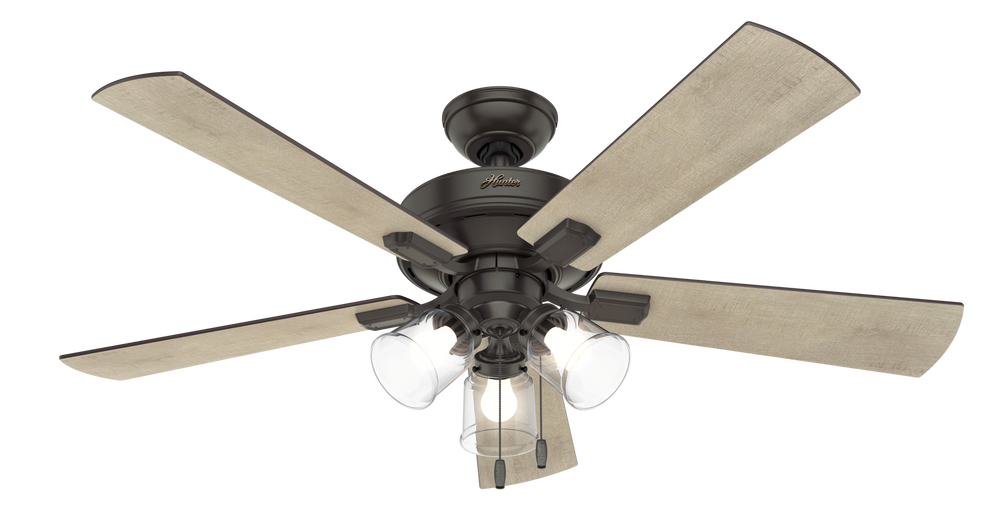 Hunter 52 inch Crestfield Ceiling Fan with LED Light Kit and Pull Chain Indoor Ceiling Fans Hunter   