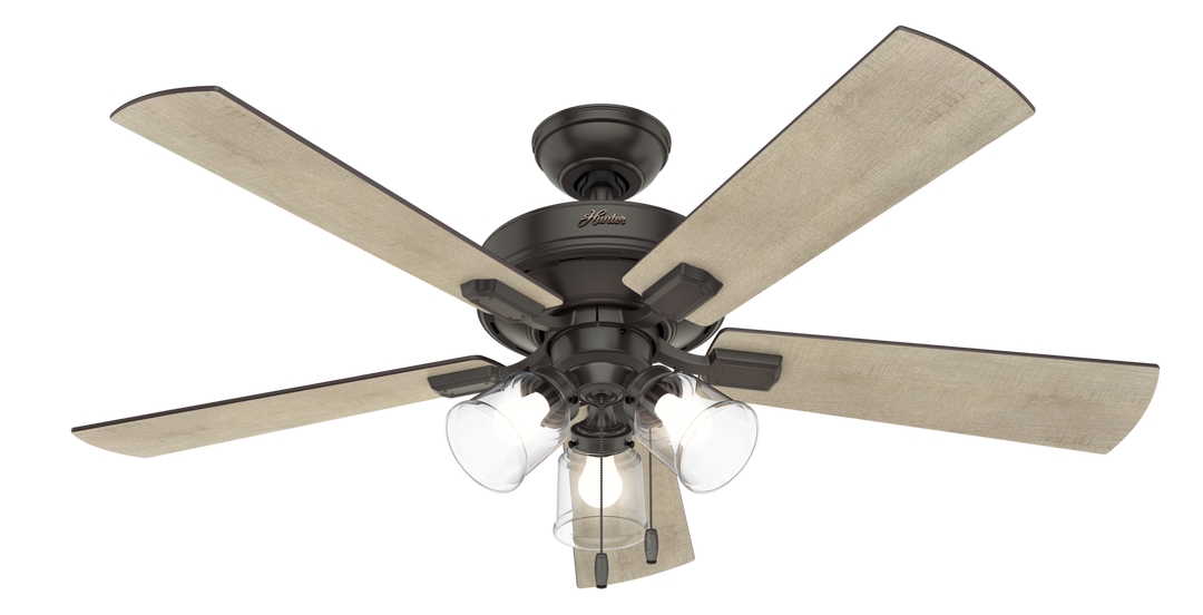 Hunter 52 inch Crestfield Ceiling Fan with LED Light Kit and Pull Chain Indoor Ceiling Fans Hunter