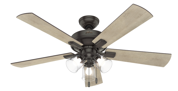 Hunter 52 inch Crestfield Ceiling Fan with LED Light Kit and Pull Chain Indoor Ceiling Fans Hunter