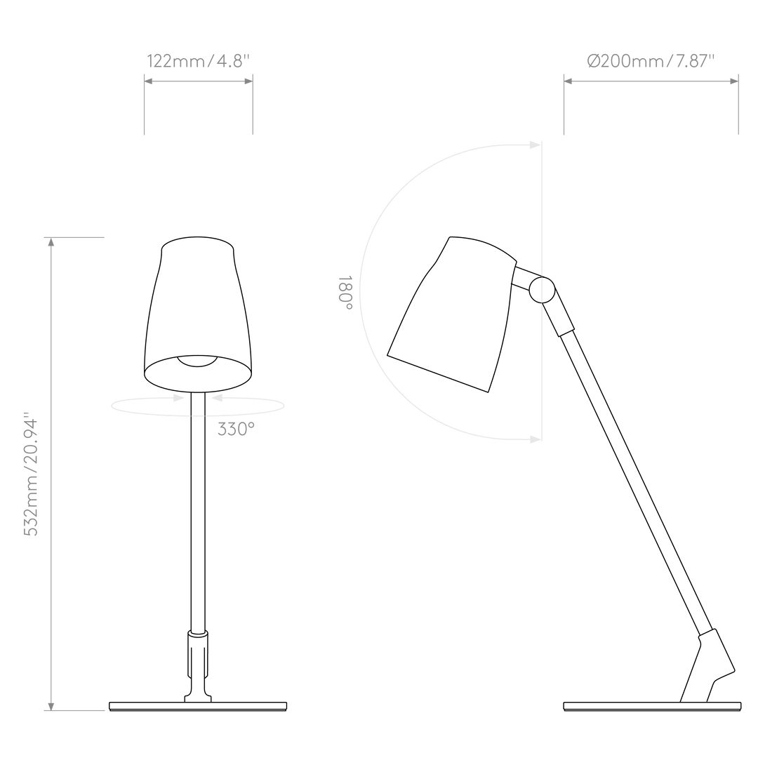 Astro Lighting Atelier Desk dimension diagram