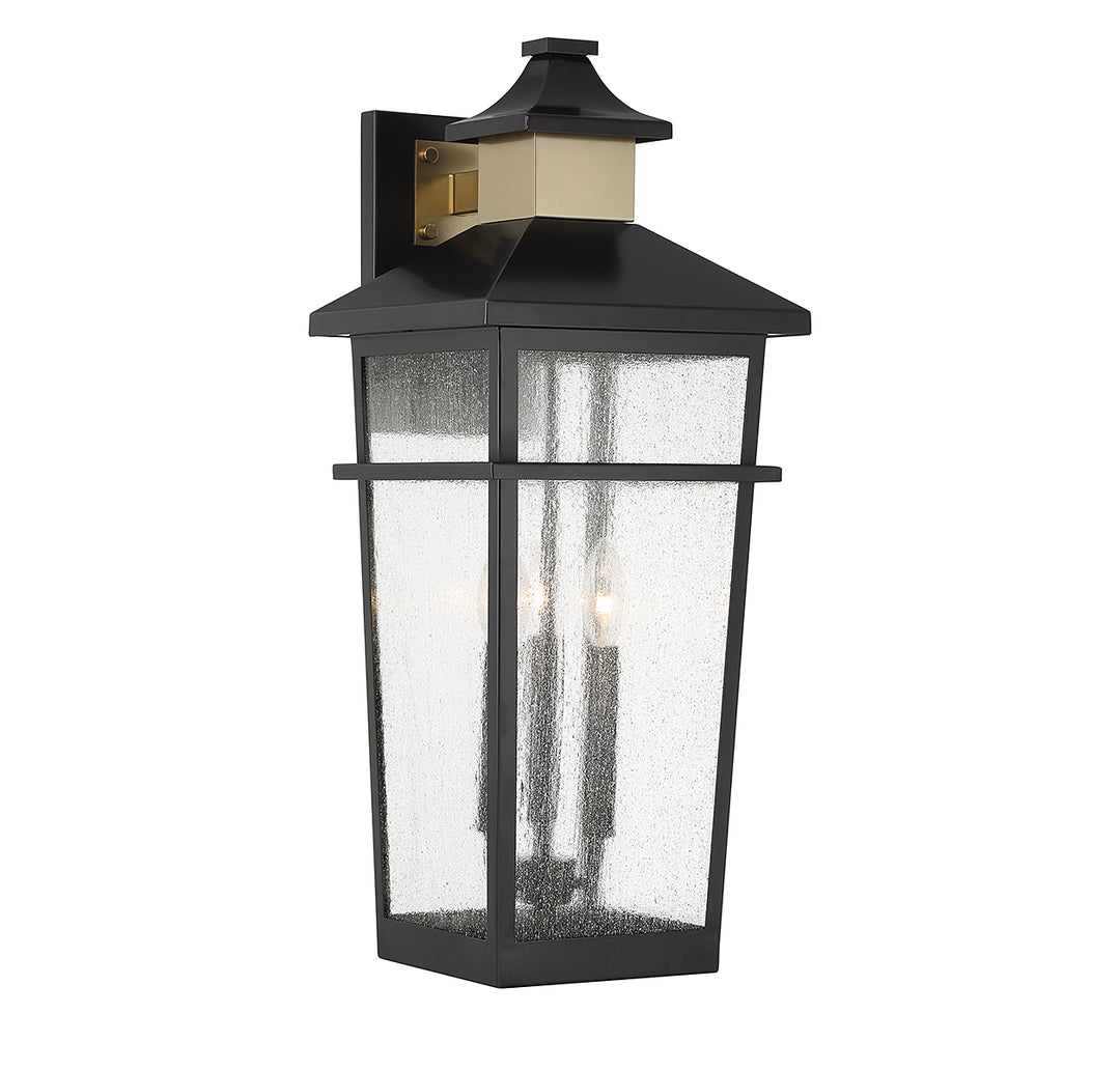 Savoy House Kingsley Outdoor Wall Lantern in Matte Black with Warm Brass