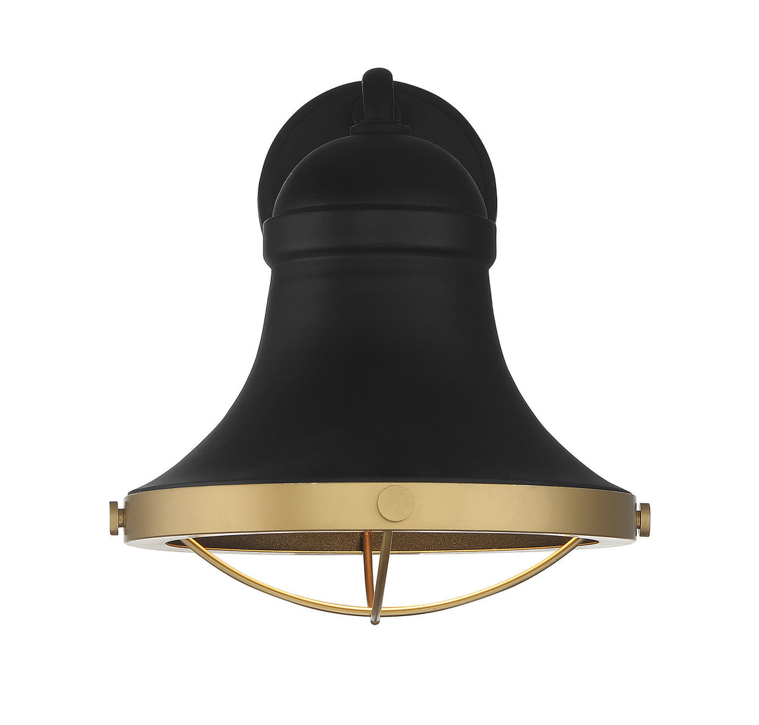 Savoy House Belmont Outdoor Wall Lantern in Textured Black with Warm Brass Accents - Model 5-179-137