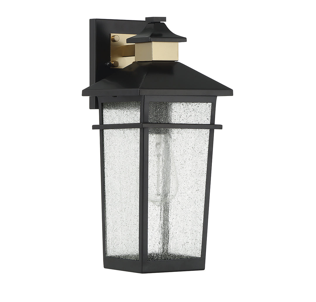 Savoy House Kingsley Outdoor Wall Lantern in Matte Black with Warm Brass