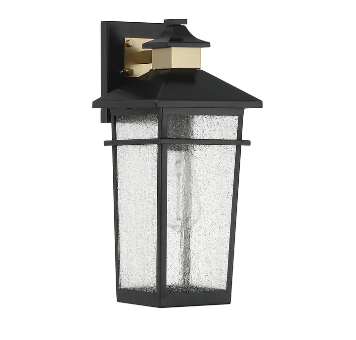 Savoy House Kingsley Outdoor Wall Lantern in Matte Black with Warm Brass