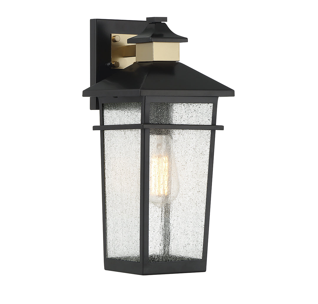 Savoy House Kingsley Outdoor Wall Lantern in Matte Black with Warm Brass