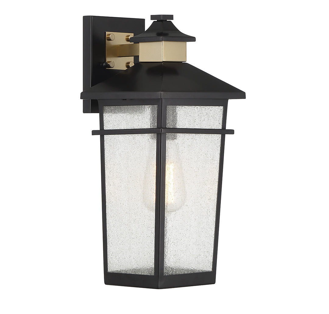 Savoy House Kingsley Outdoor Wall Lantern in Matte Black with Warm Brass
