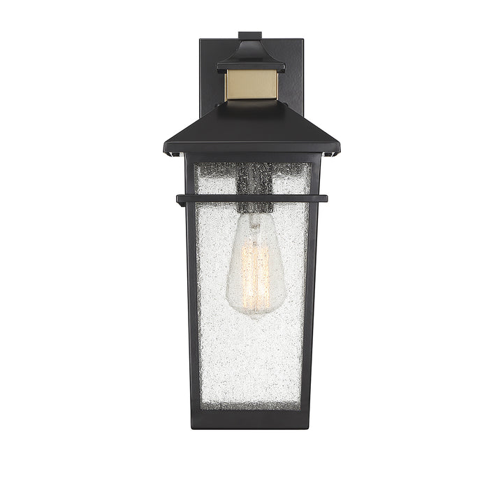 Savoy House Kingsley Outdoor Wall Lantern in Matte Black with Warm Brass