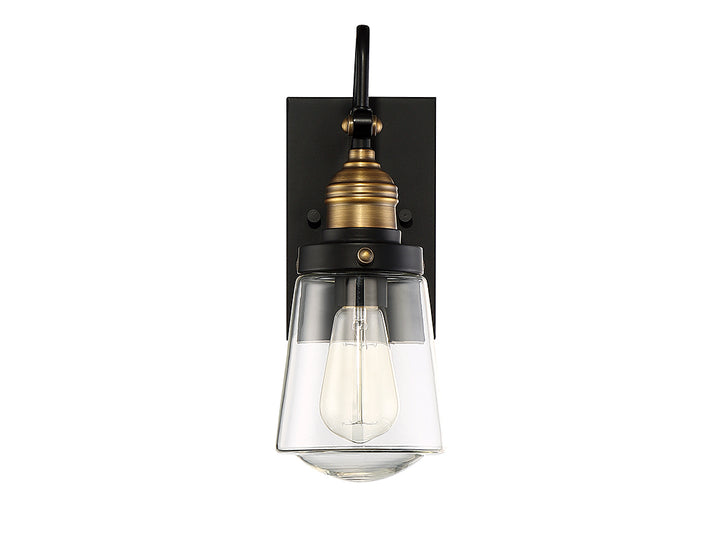 Savoy House Macauley Outdoor Wall Lantern in Vintage Black with Warm Brass