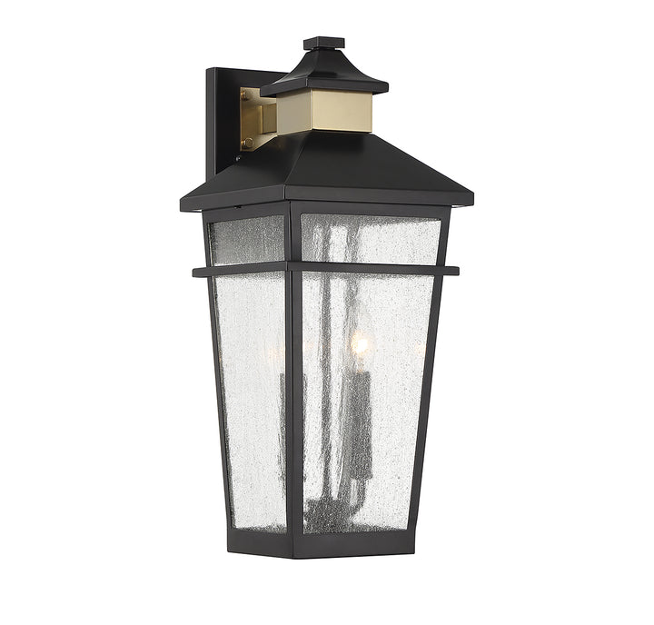 Savoy House Kingsley Outdoor Wall Lantern in Matte Black with Warm Brass