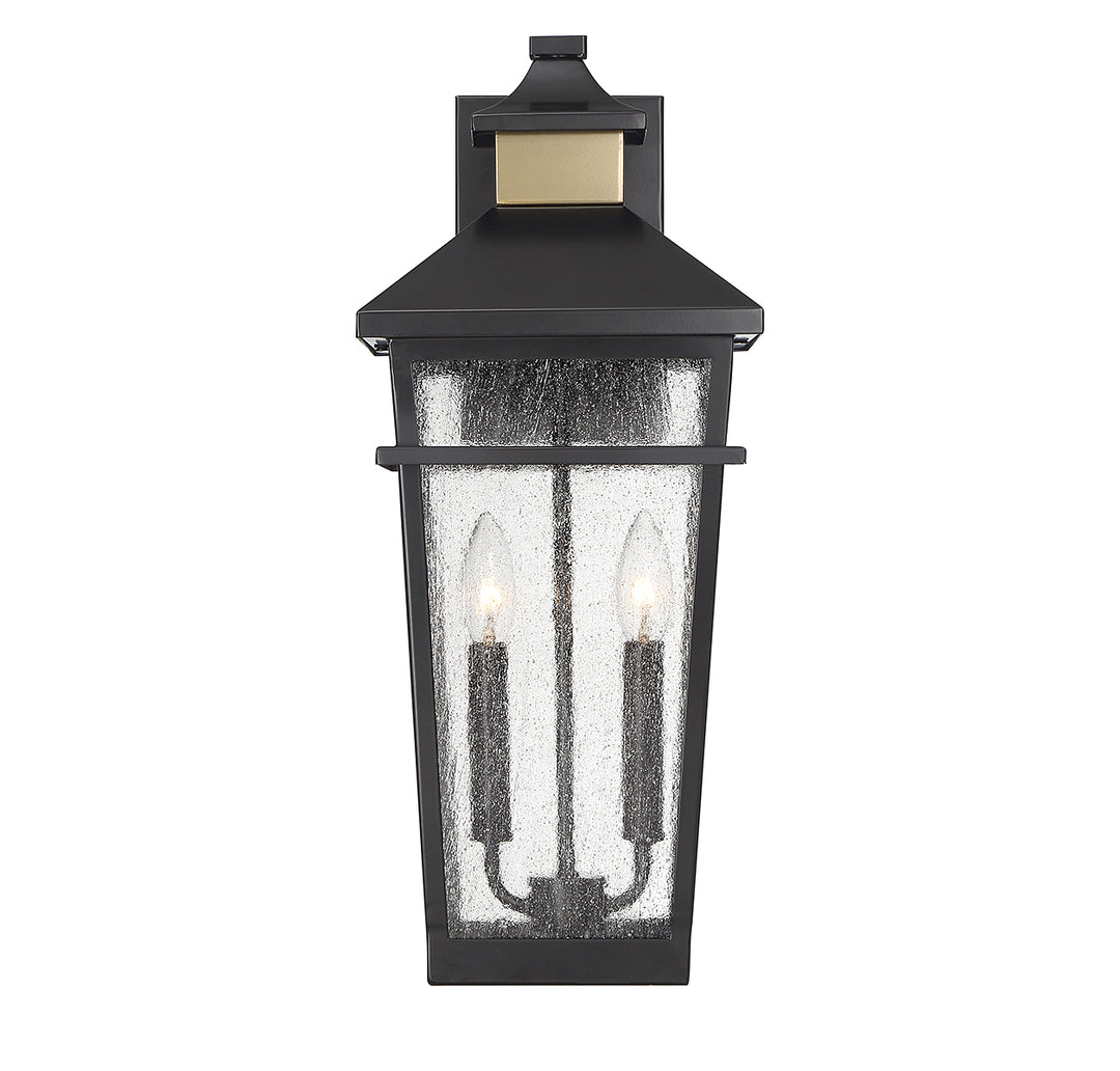 Savoy House Kingsley Outdoor Wall Lantern in Matte Black with Warm Brass