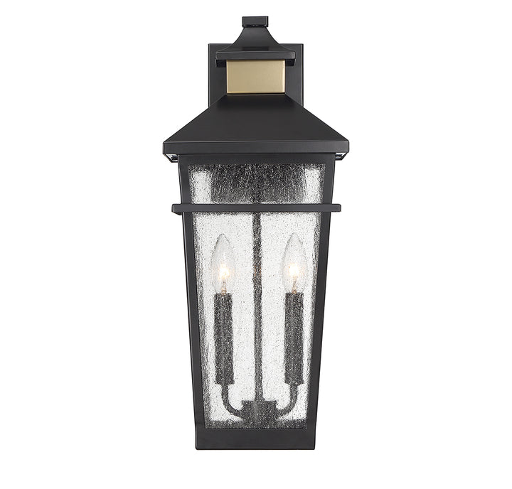 Savoy House Kingsley Outdoor Wall Lantern in Matte Black with Warm Brass