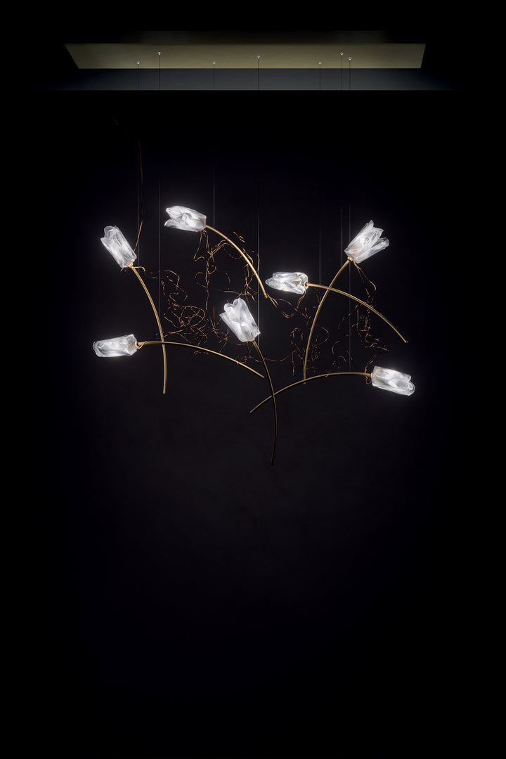 Slamp Tulip 7 Linear Suspension - Prisma/Brass