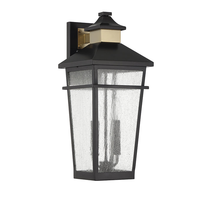 Savoy House Kingsley Outdoor Wall Lantern in Matte Black with Warm Brass